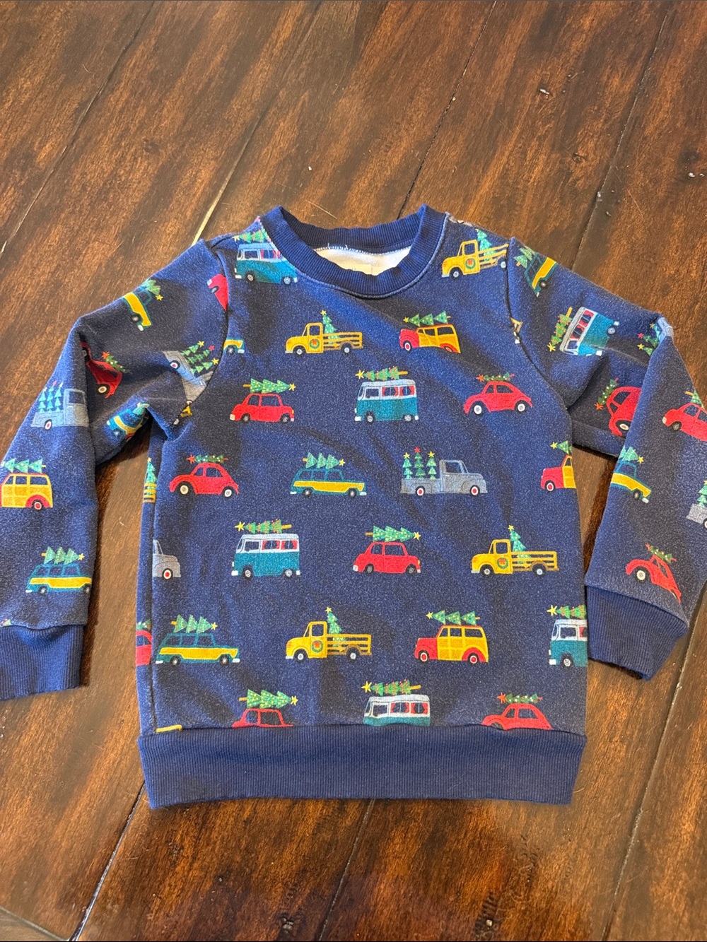 Little Sleepies Navy Sweatshirt with Colorful Car Print